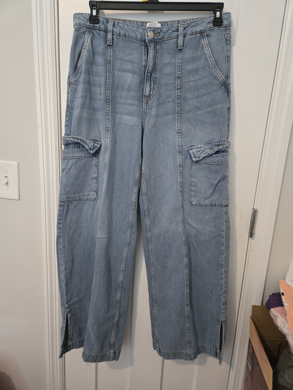 Time and Tru Light Blue Wide Leg Cargo Jeans